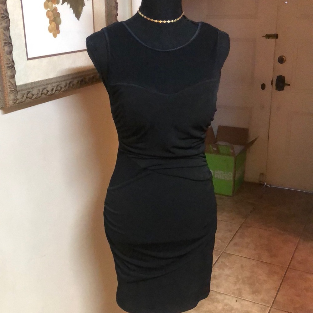 Sexy little black dress with mesh top & back